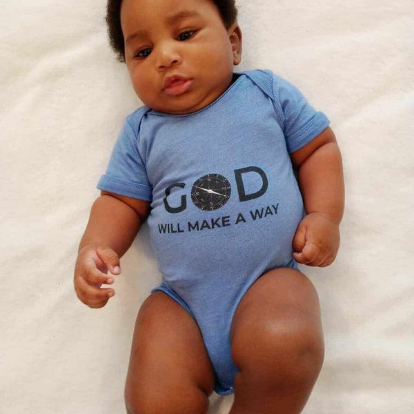 Baby clothing with God Will Make a Way inscription printed on soft fabric inspirational Christian baby outfit